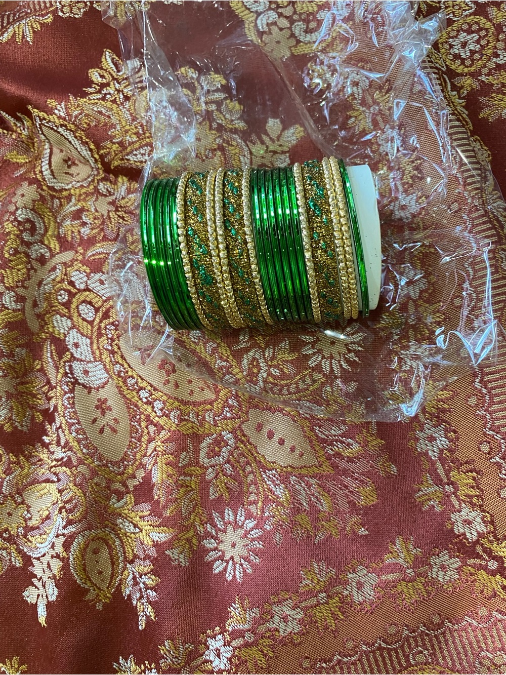 Green and Gold Kids Fashion Bangle Set